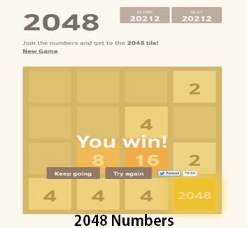 2048 game board with 2048 tile in the center